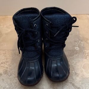 Kids Navy Blue Lace-Up Boots duck boots